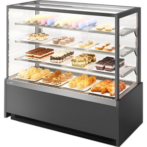 Витрина кондитерская Chilz VETE KUB LUX 130 серый муар, металлик