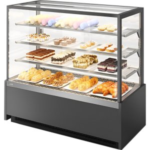 Витрина кондитерская Chilz VETE KUB LUX 90 серый матовый, шлифованная нержавейка