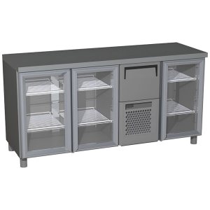 Стол холодильный барный Carboma T57 M3-1-G 9006-1 корпус серый, без борта (BAR-360C Rosso)